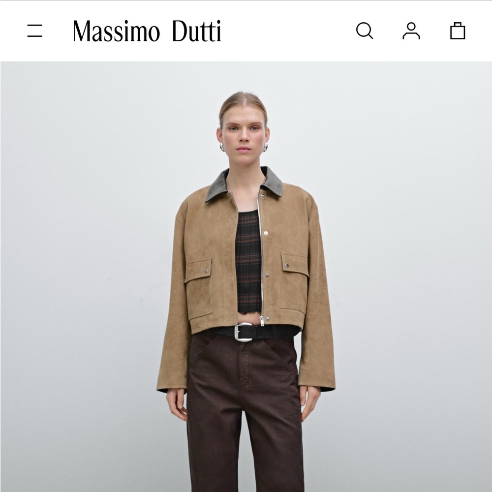 Contrast suede leather jacket